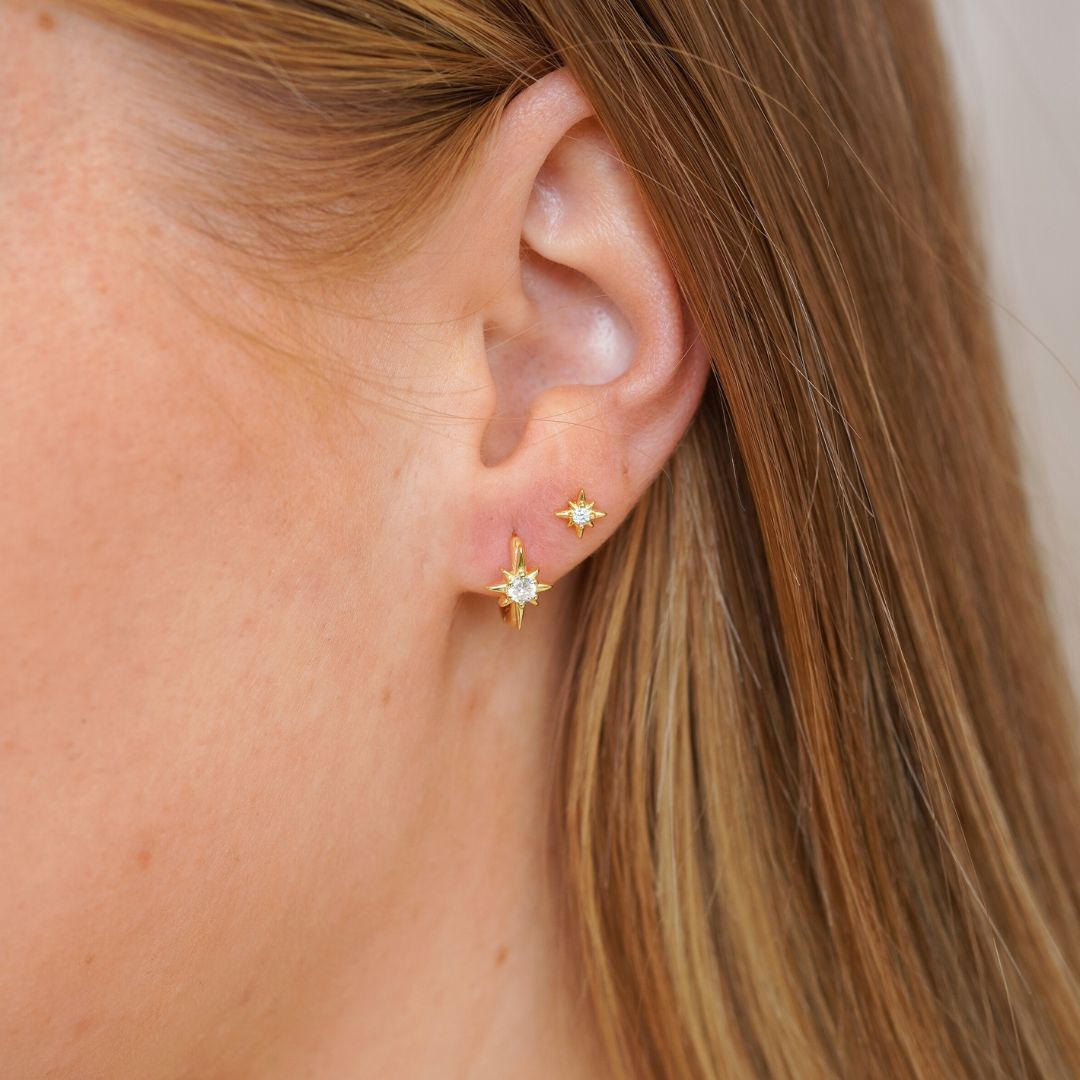 Stella North Star Gold Huggie Earrings