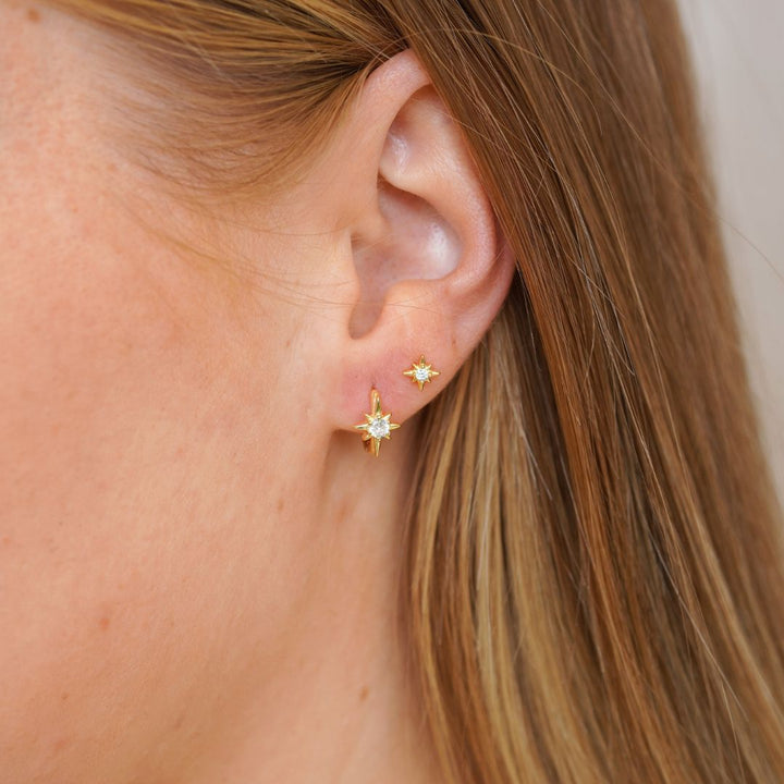 Stella North Star Gold Huggie Earrings