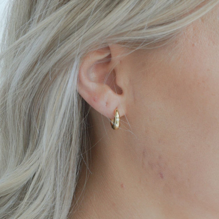 Tana North Star Gold Huggie Hoop Earrings 14MM-Sterling Silver Earrings-LYANG & CO.