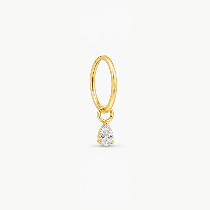 Teardrop Crystal Titanium Huggie – Single