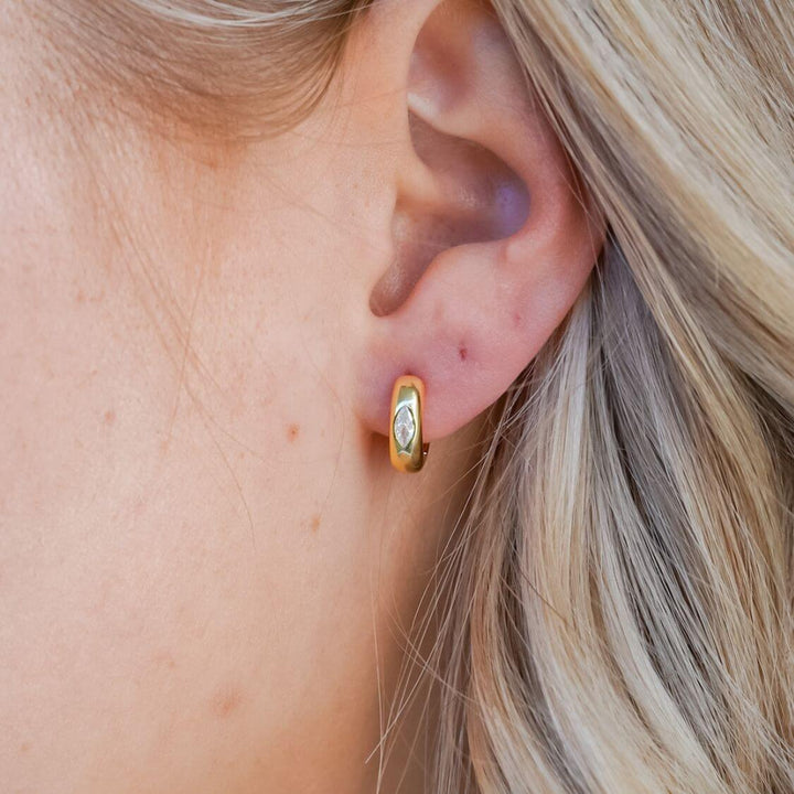 Tessa Bold Gold Huggie Hoop Earrings 8.5MM-Sterling Silver Earrings-LYANG & CO.