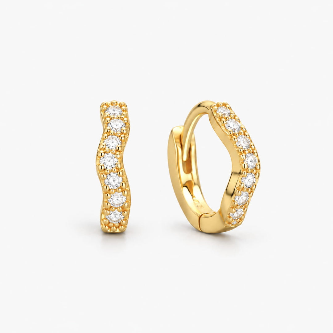 Tessa Gold Pavé Wave Huggie Earrings