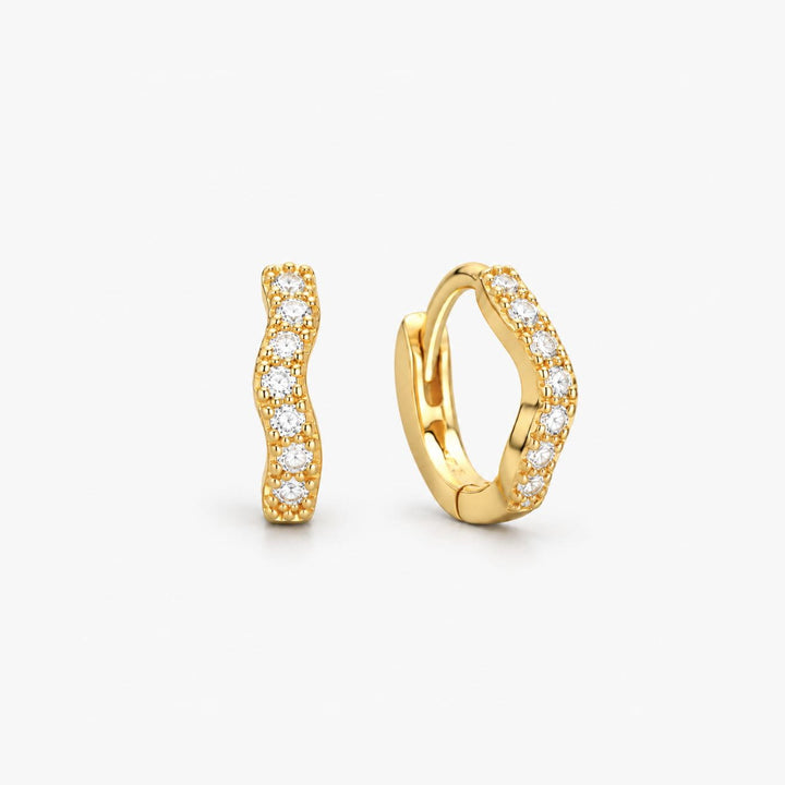 Tessa Gold Pavé Wave Huggie Earrings