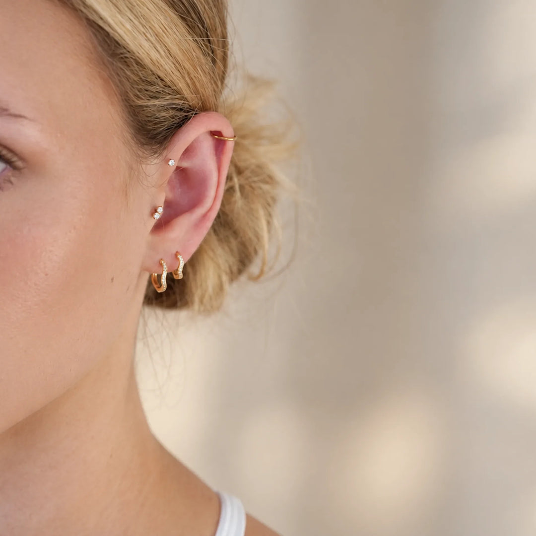 Tessa Gold Pavé Wave Huggie Earrings