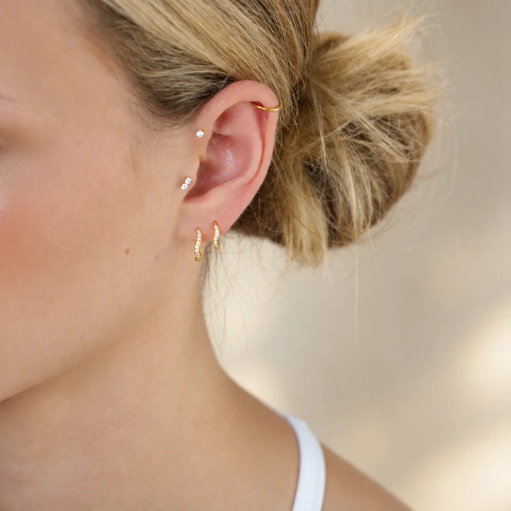 Tessa Gold Pavé Wave Huggie Earrings