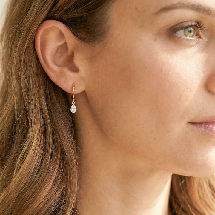 Tiffany Gold Teardrop Huggie Earrings