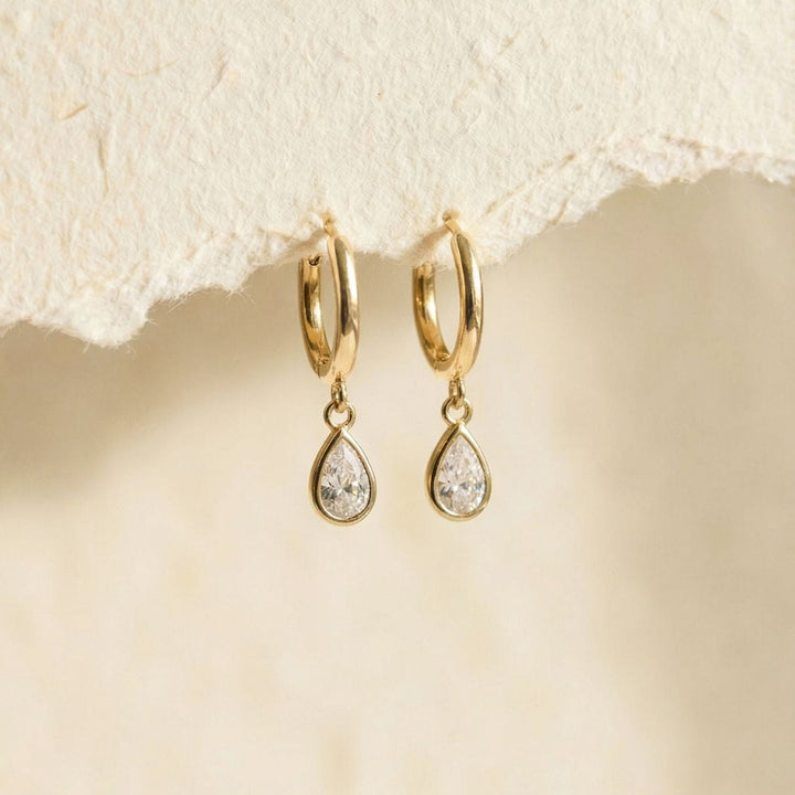 Tiffany Gold Teardrop Huggie Earrings