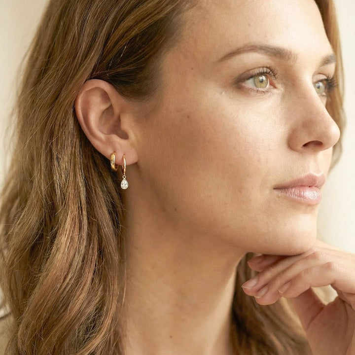 Tiffany Gold Teardrop Huggie Earrings