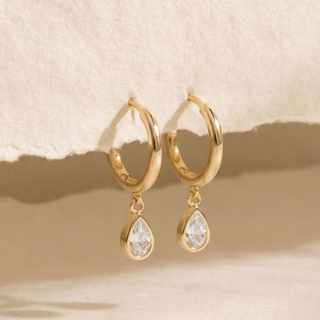Tiffany Gold Teardrop Huggie Earrings