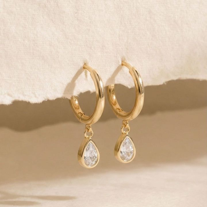 Tiffany Gold Teardrop Huggie Earrings