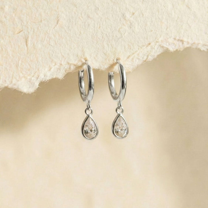 Tiffany Silver Teardrop Huggie Earrings