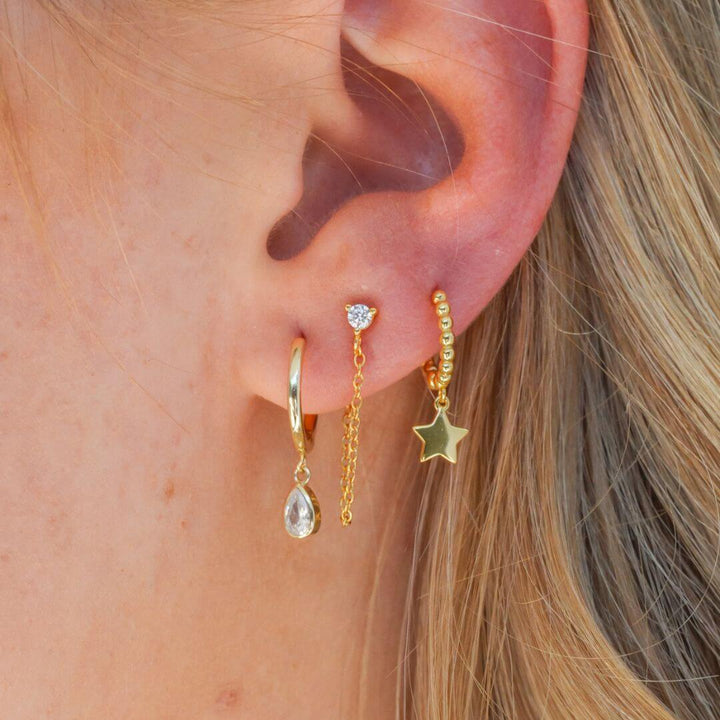 Tiffany Gold Teardrop Hoop Earrings-Sterling Silver Earrings-LYANG & CO.