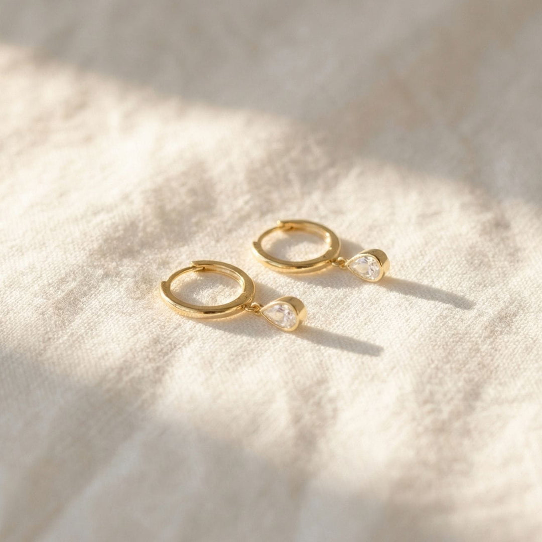 Tiffany Gold Teardrop Huggie Earrings