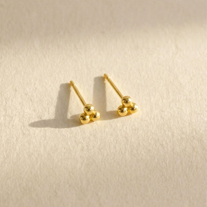 Trinity Gold Triple Ball Stud Earrings