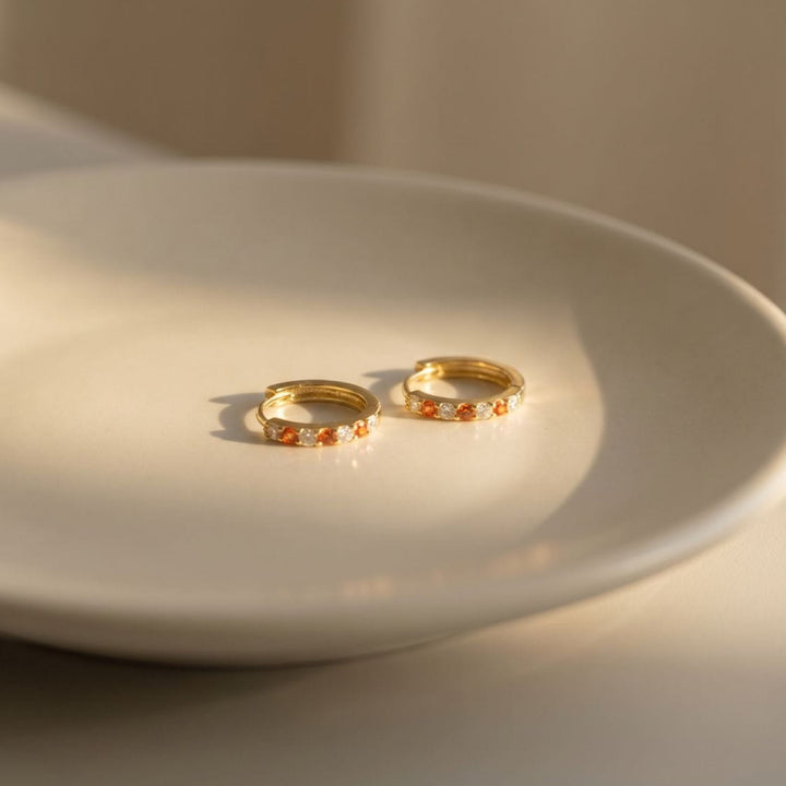 Valora Ruby Heart Drop Pavé Huggie Earrings