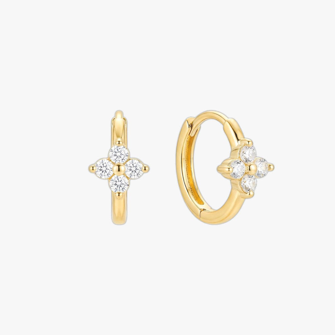 Veya Gold Floral Sparkle Huggie Earrings