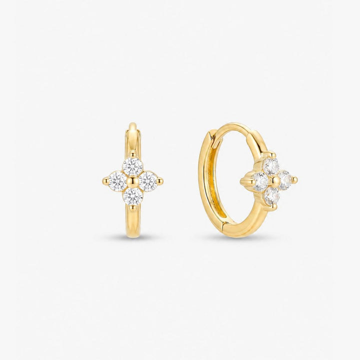 Veya Gold Floral Sparkle Huggie Earrings
