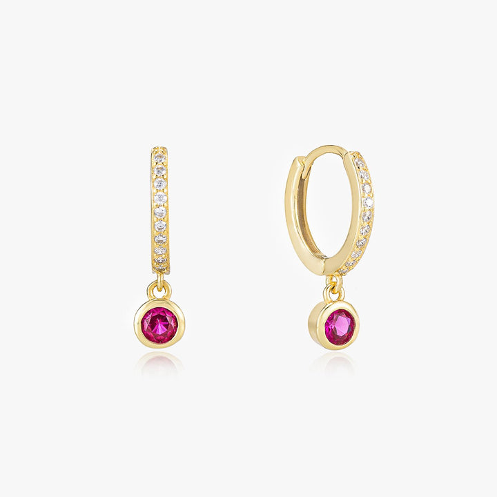 Violet Pink Hoop Drop Earrings