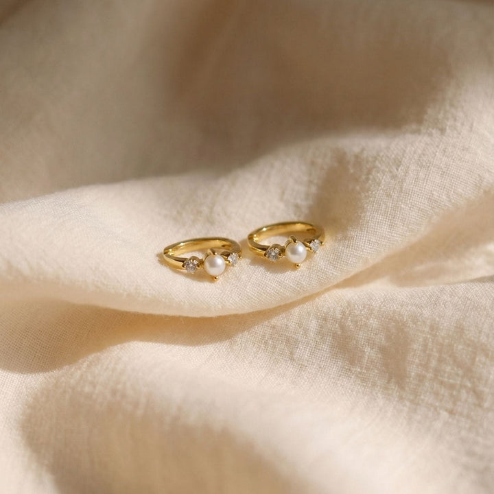 Vivek Gold Pearl Huggie Earrings