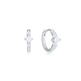 Vivek Sterling Silver Pearl CZ Huggie Hoop Earrings