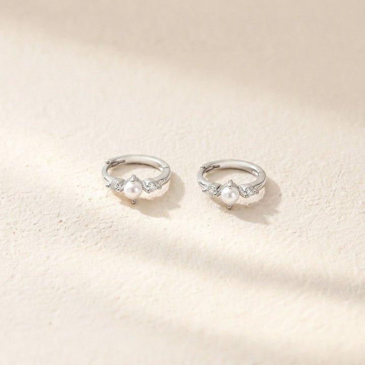 Vivek Silver Pearl Huggie Earrings