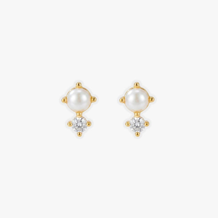 Vivienne Pearl Sparkle Stud Earrings Gold