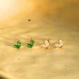 Maeve Emerald Wing 18K Gold Stud Earrings