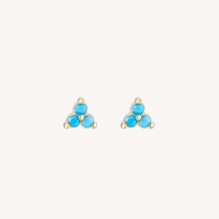 Turquoise Trio Gold Stud Earrings