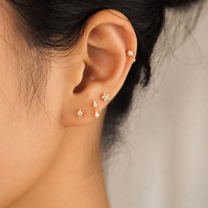 Lily Floral Screw Back Stud Earrings