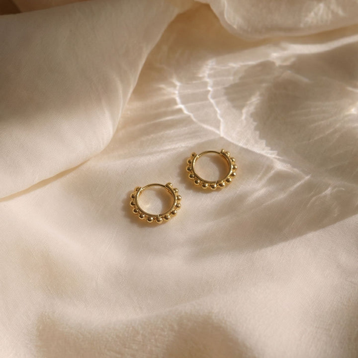 mini bubble ball huggie earrings gold
