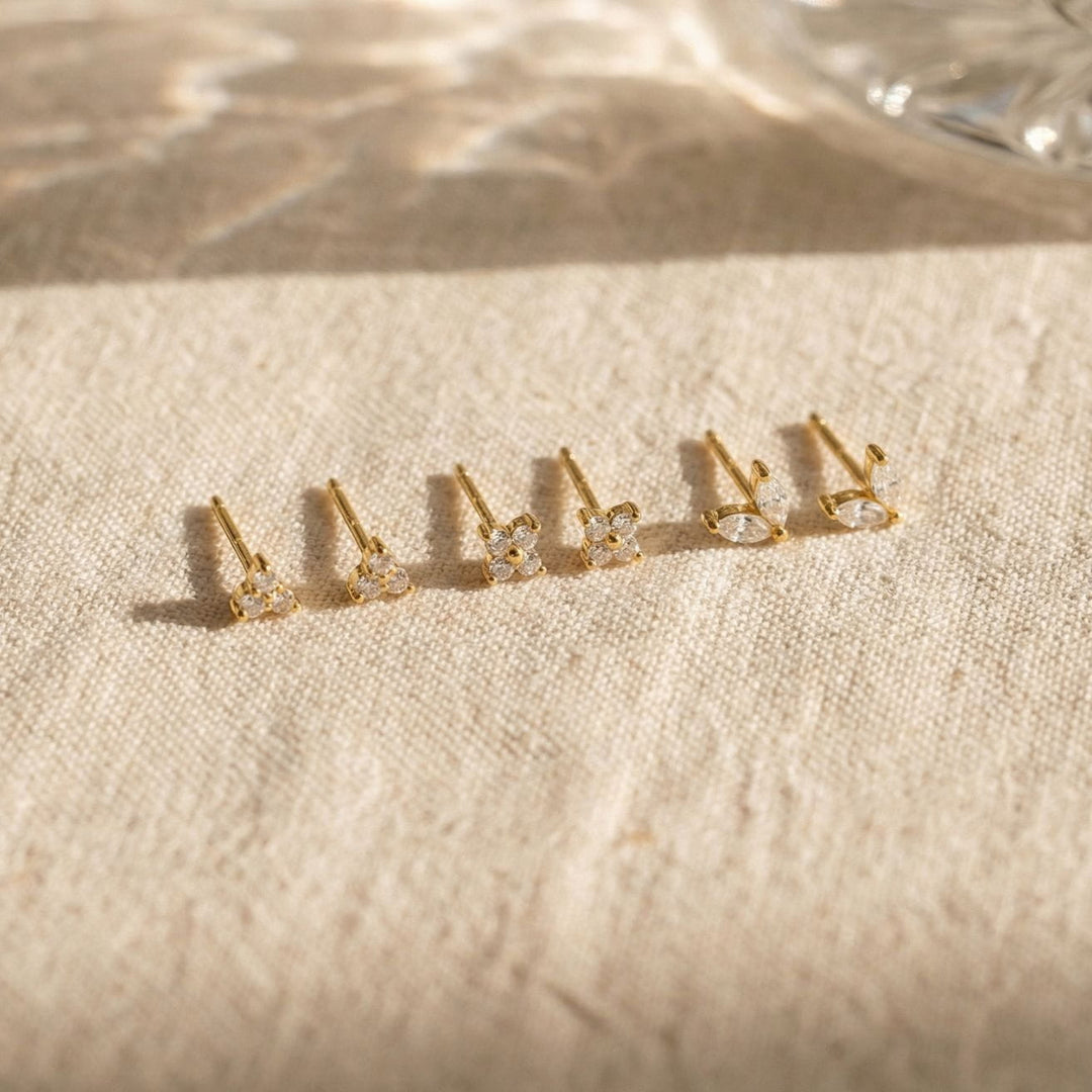 Flora Gold Flower Stud Earrings