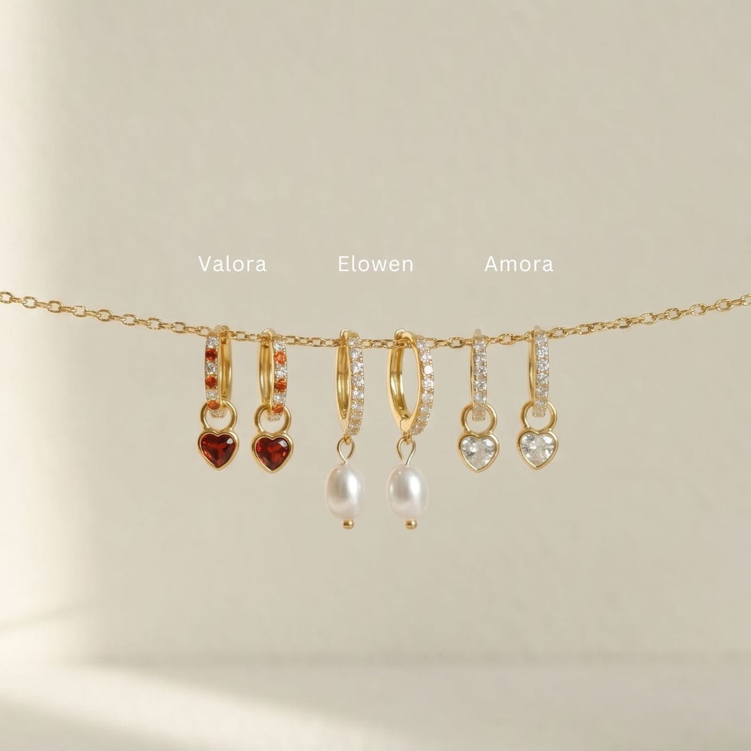 Valora Ruby Heart Drop Pavé Huggie Earrings