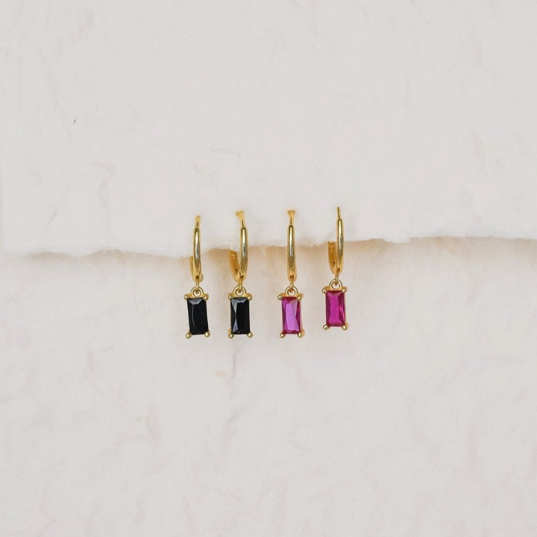 Isabella Pink Baguette Drop Earrings