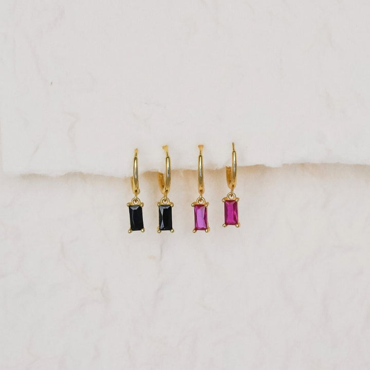 Isabella Pink Baguette Drop Earrings