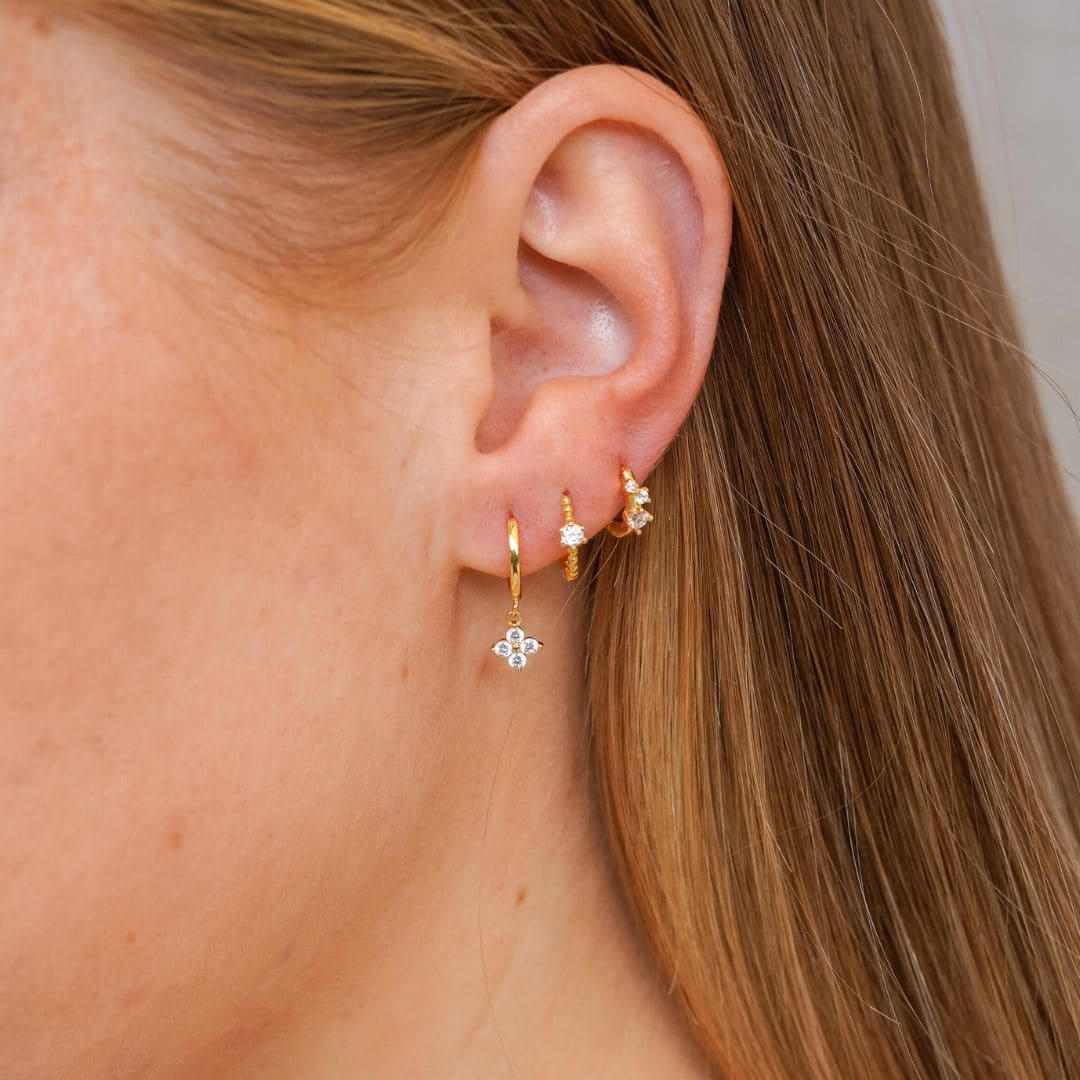 Jasmine Gold Huggie Hoop Earrings 7MM-sterling silver earrings