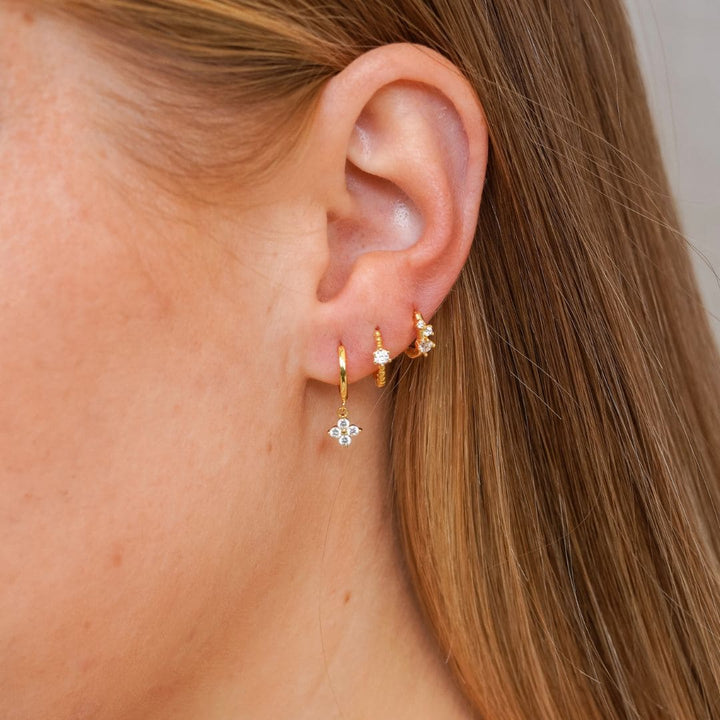 Jasmine Gold Huggie Hoop Earrings 7MM-sterling silver earrings