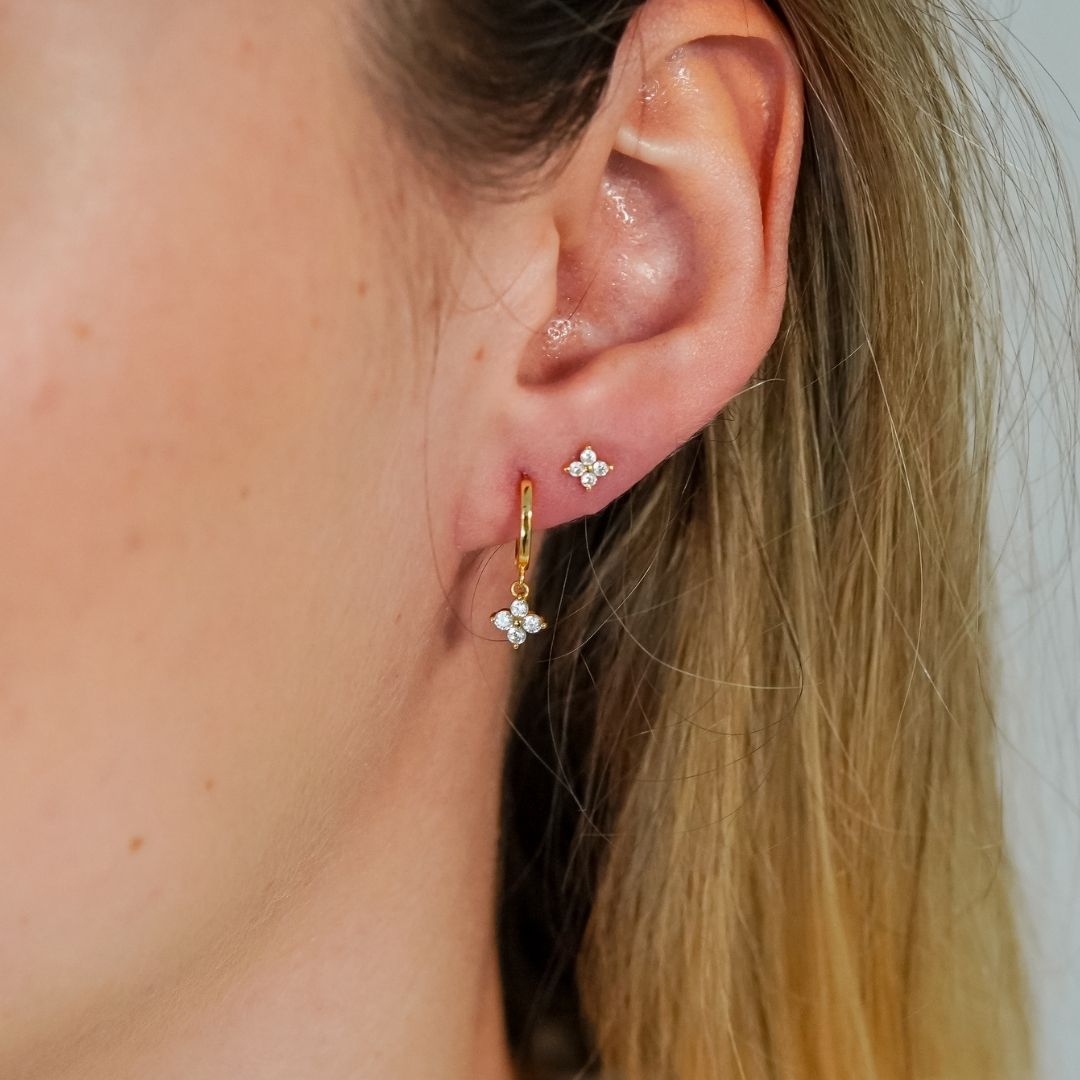 Floral Gold Earring Stack