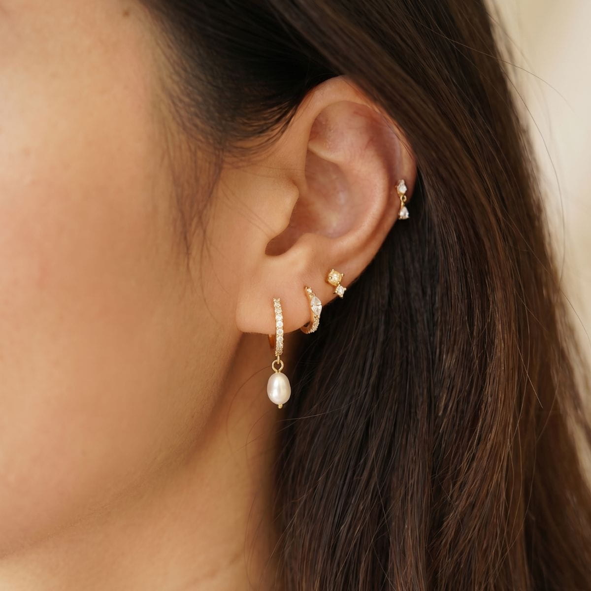 gold earring stack