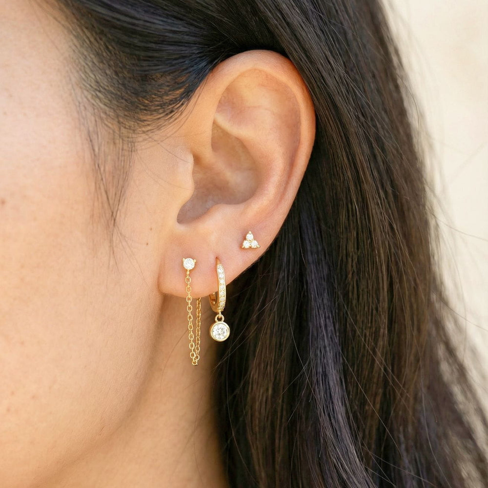 gold bezel drop earring 