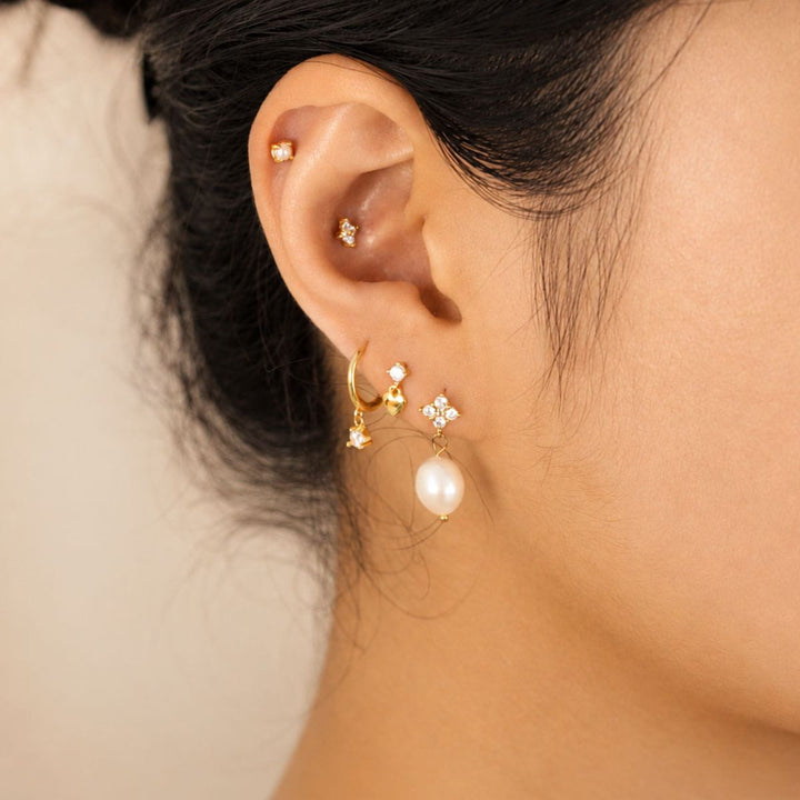 Elena Pearl Screw Back Stud Earrings