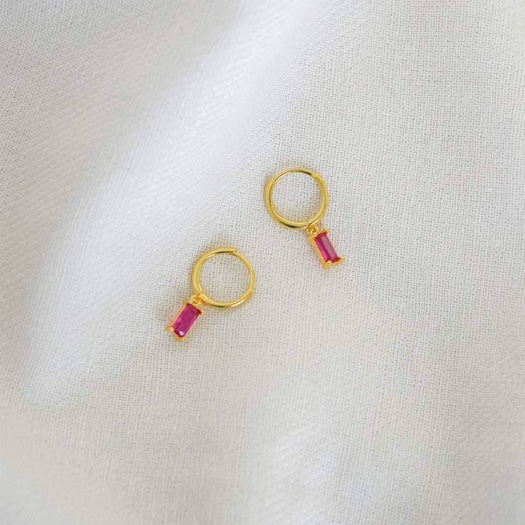 Isabella Pink Baguette Drop Earrings