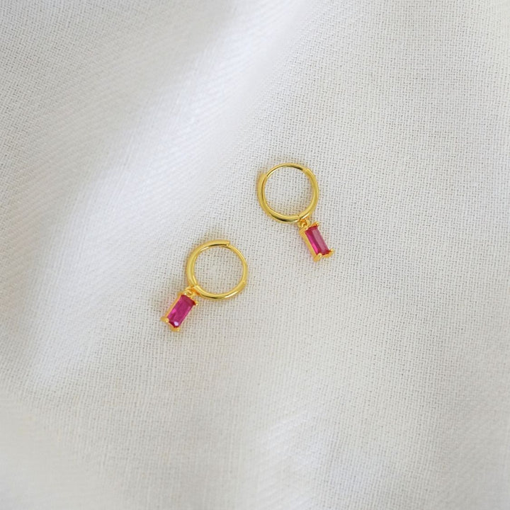 Isabella Pink Baguette Drop Earrings