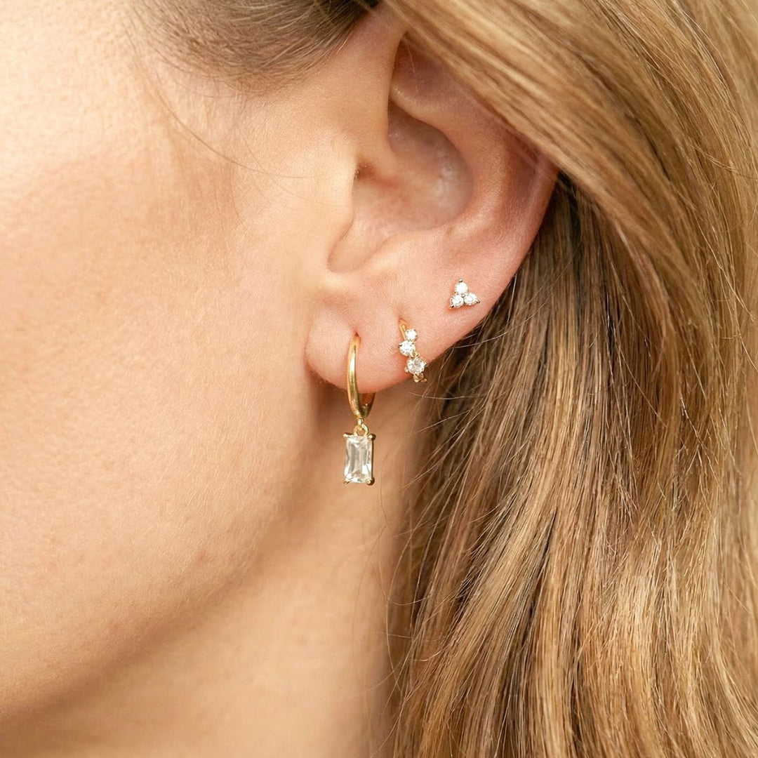 12mm Cubic Zirconia Huggie Earrings in 10k Gold 12mm Cubic Zirconia Huggie Earrings in 10k Gold