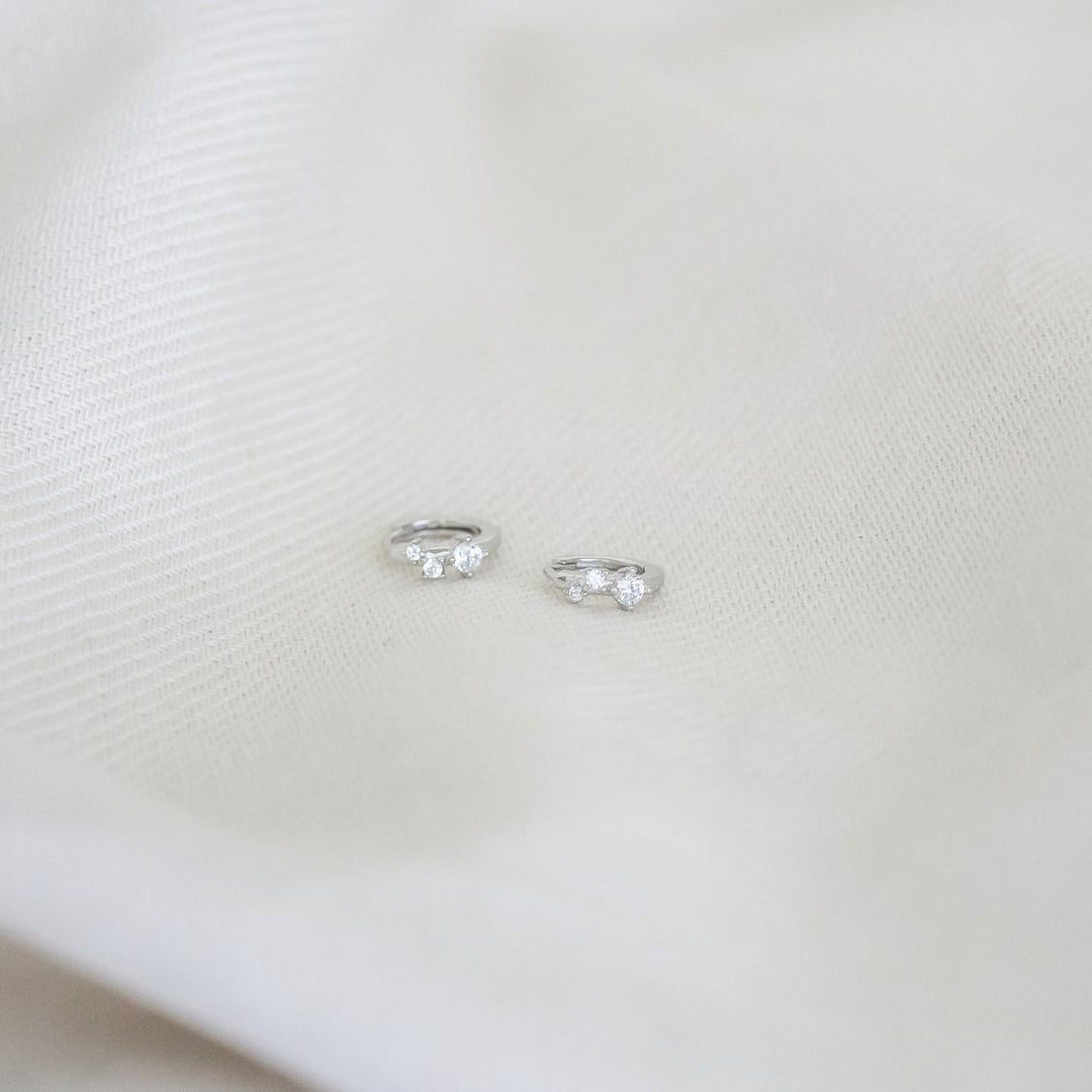 Jasmine Silver Huggie Hoop Earrings 7MM-sterling silver earrings