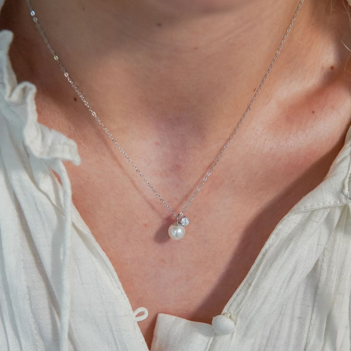 Kalasia Silver Pearl Pendant Necklace