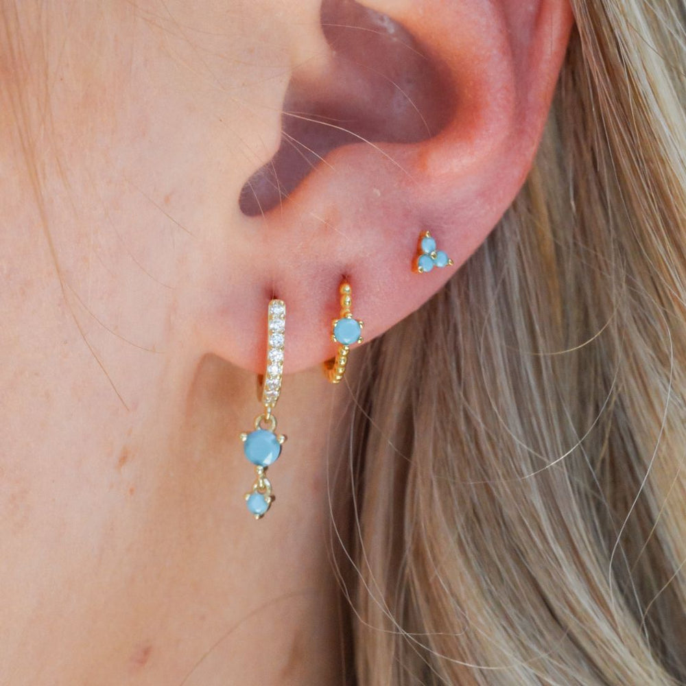 Turquoise Earring Stack in gold