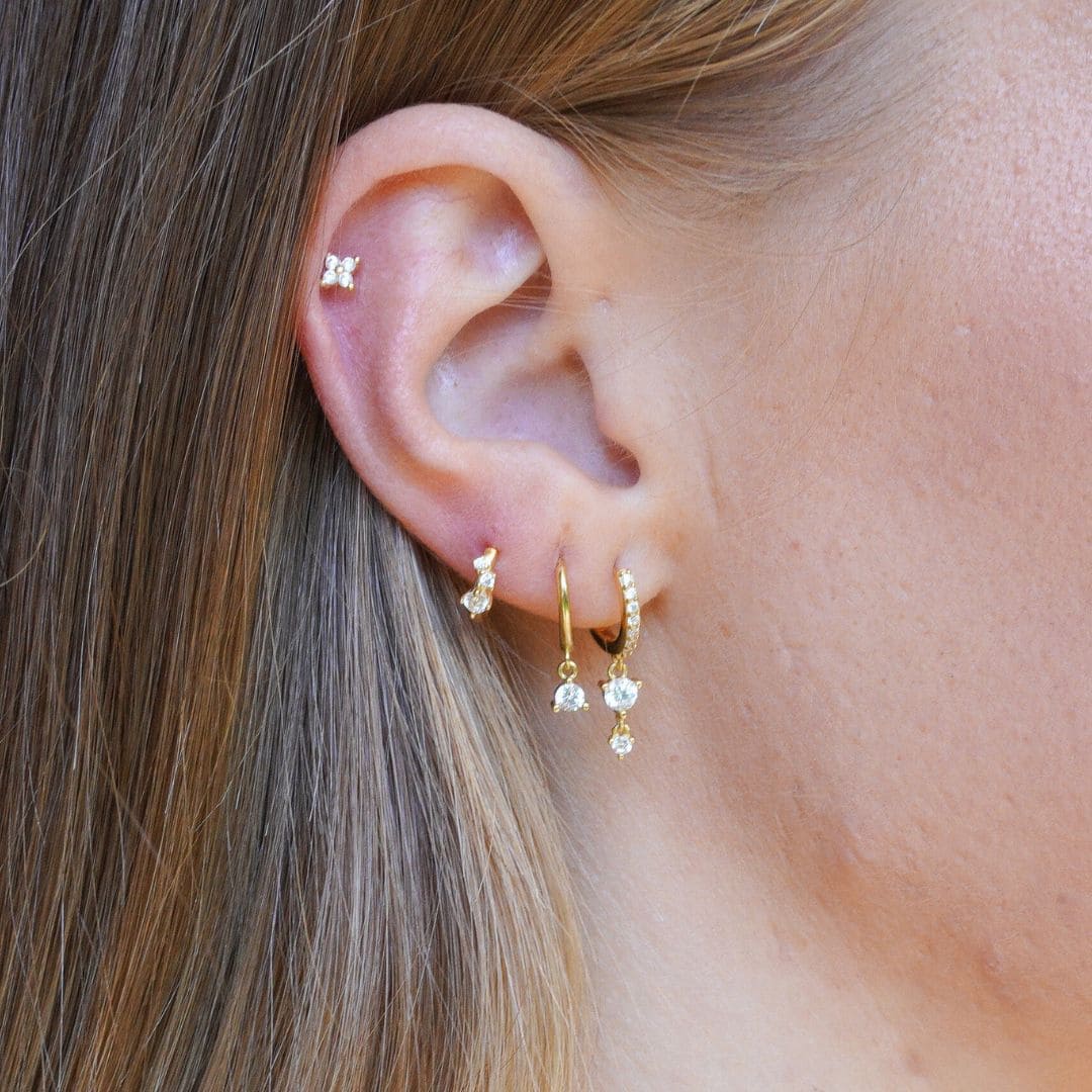 Jasmine Gold Huggie Hoop Earrings 7MM-sterling silver earrings