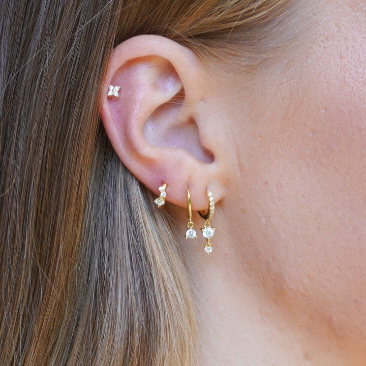 Jasmine Gold Huggie Hoop Earrings 7MM-sterling silver earrings