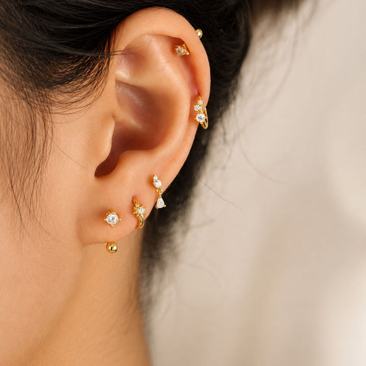 Nina Crystal Ear Jacket Earrings Gold