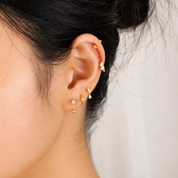 Lucie Starburst Gold Huggie Earrings 6MM